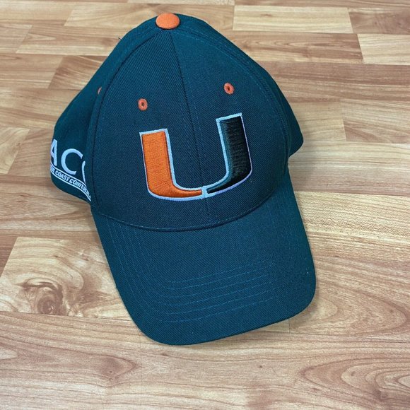 Miami Hurricanes ACC Hat Cap Big Logo Adjustable EUC - Picture 1 of 9
